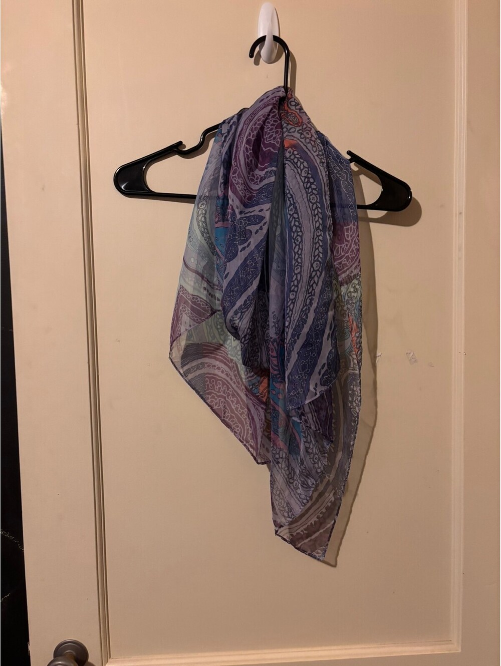 Blue purple paisley sheer scarf